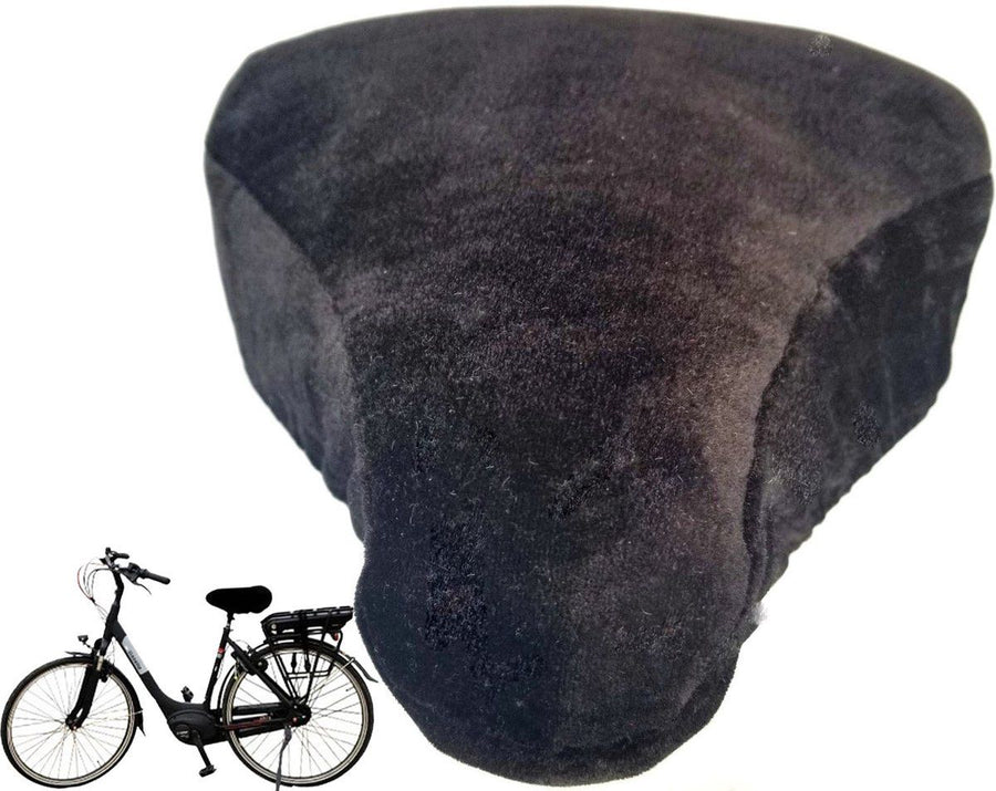 Bicycle Saddle Cover, Fleece Bike Seat Cushion Pad for Cold Weather Riding, Soft Warm Protector for Standard Saddles, 21-27 cm, Black