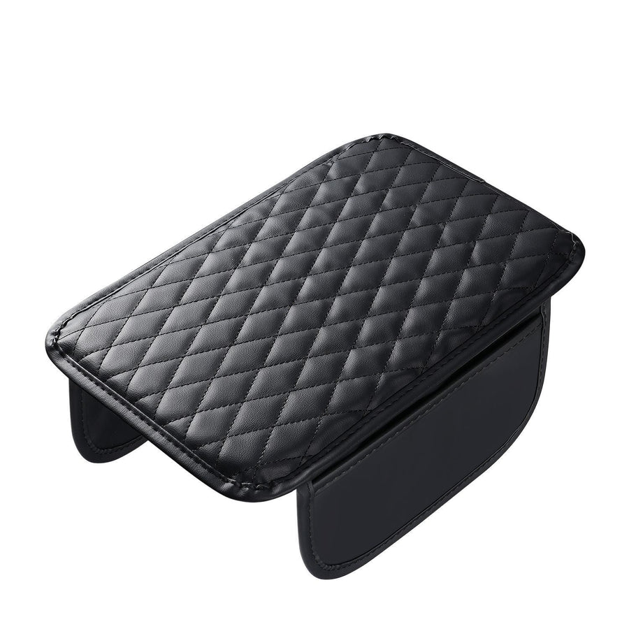Car Center Console Cushion, Non-Slip Armrest Pad with Dog Cat Paw Design and 2 Storage Bags for Car Interior, Black
