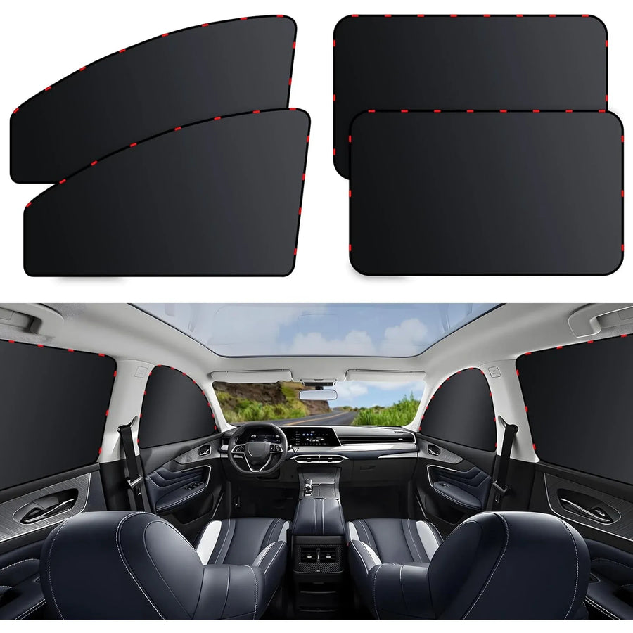 4 Pack Car Privacy Curtains, Full Blackout Car Window Shades, Universal Fit for Most Cars, Great for Travel, Camp, Privacy