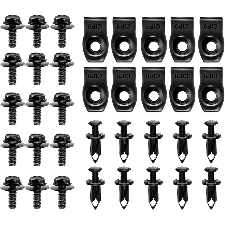 35 Pieces Engine Under Cover Splash Shield Guard Body Bolts, Bumper Fender Liner Push Retainer Fastener Rivet Clips, Black