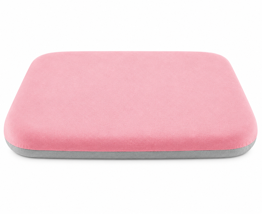 Crystal velvet seat cushion, ergonomic memory foam seat cushion, suitable for cars, comfortable and relieves tailbone pressure-pink 45*45*4.5cm