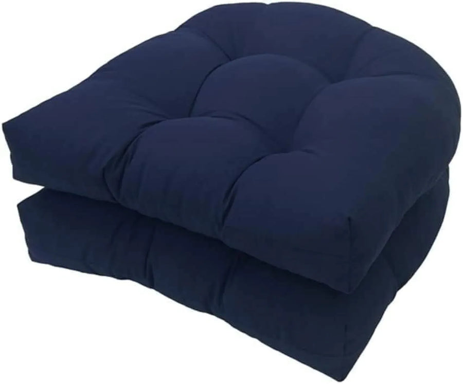 Outdoor Chair Seat Cushions 2 Pack, Waterproof Thickened Tufted U Shaped Patio Chair Cushions for Patio Furniture, Navy Blue 18 x 18 Inch