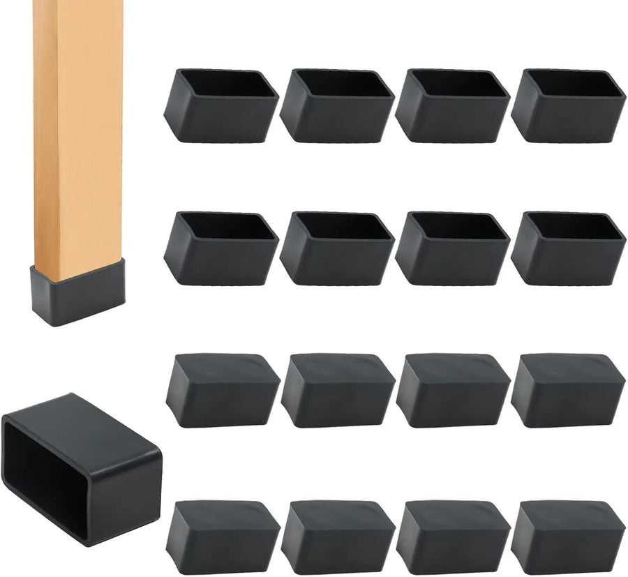 Rectangle Furniture Leg Caps, Anti Slip PVC Chair Foot Covers for Floor Protection and Noise Reduction, 12 Pack, 1.5 x 0.75 Inch