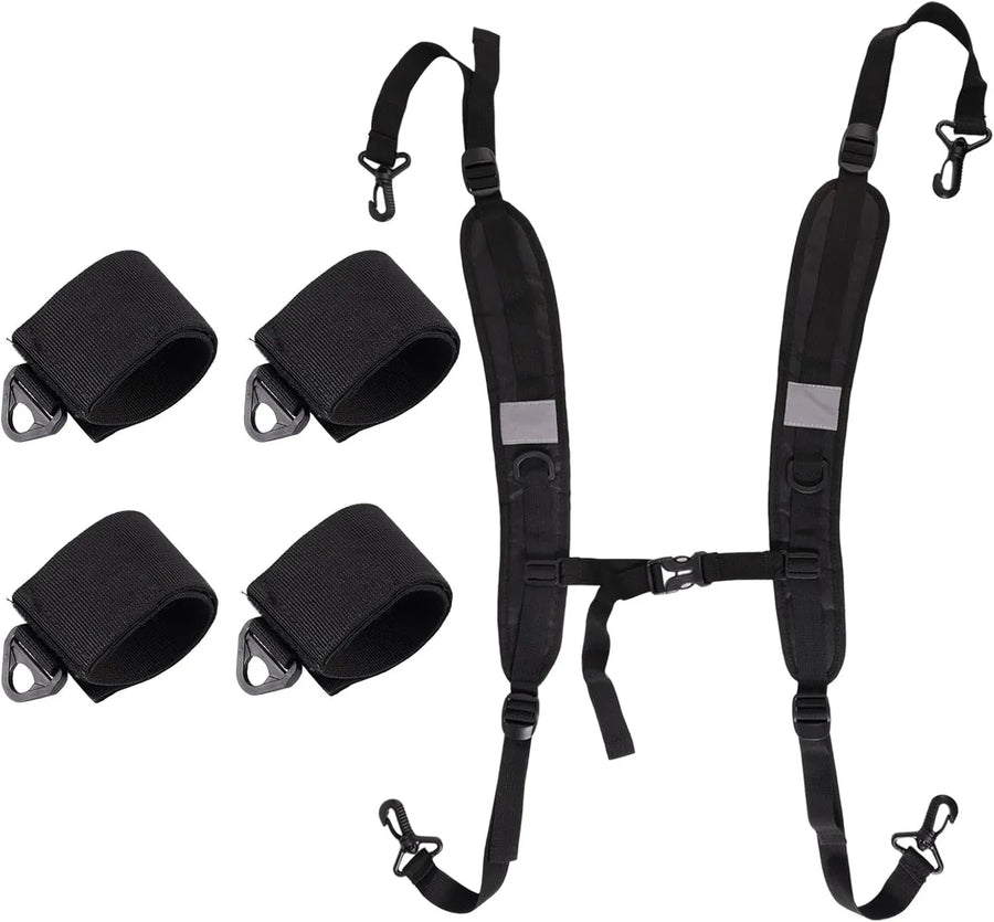 Adjustable Beach Chair Backpack Straps, Replacement Shoulder Carry Bands for Folding Beds, Backpacks and Outdoor Gear, Black