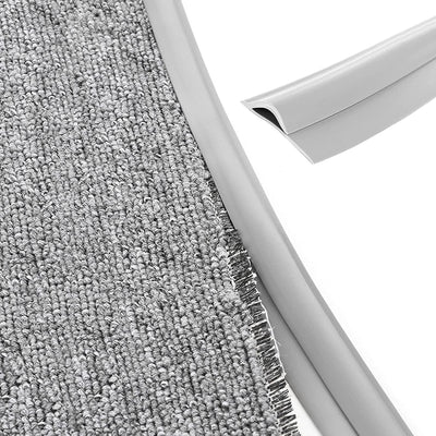 Carpet Edge Binding Trim Self Adhesive Flexible PVC Floor Transition Strip for Indoor Rugs Doormats and Robot Vacuums, Grey 600cm, 600cm (19.7ft) Size