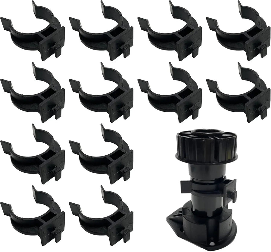 12 Pack Plinth Clips Kitchen Kick Board Toe Clips for Cabinet Leveler Legs, Fits Cabinets Sofa Tables, Black, for Home Kitchen Bathroom and Indoor Use