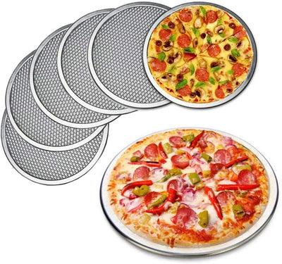 Mini Pizza Screen 6 Pack Aluminum Seamless Baking Pan with Holes for Crispy Oven Crust, Commercial Use, 6 Inch