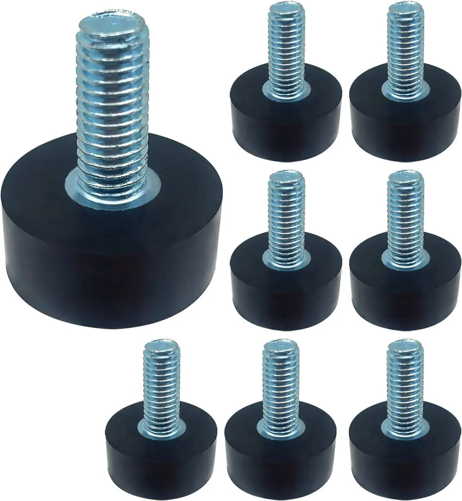 8 Pcs M8 Adjustable Furniture Levelers, Rubber Screw In Leveling Feet Floor Protectors for Chairs and Furniture, Black