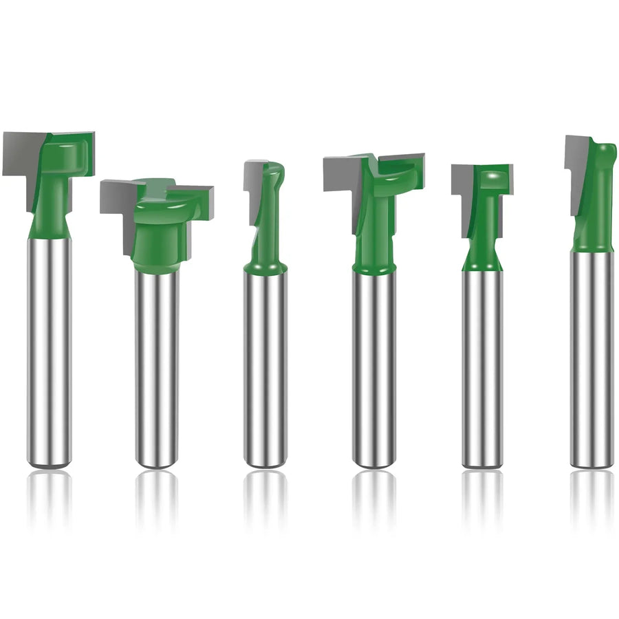 Keyhole Router Bits Set, 1/4 Inch Shank T Slot Milling Cutters for Woodworking, 6 Piece Set, Practical Everyday Use