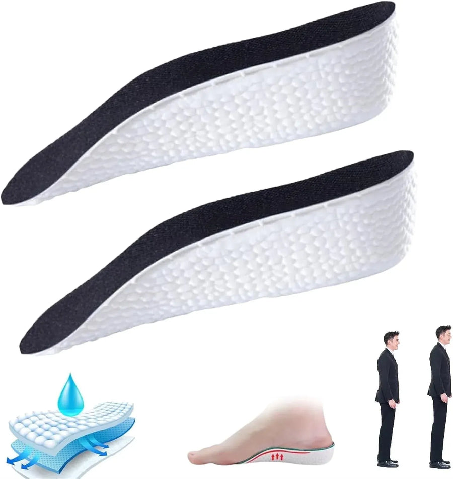 Orthopedic Height Increase Insoles with 1 Inch Lift, Arch Support Heel Cushion for Daily Wear, Black, Practical Everyday Use