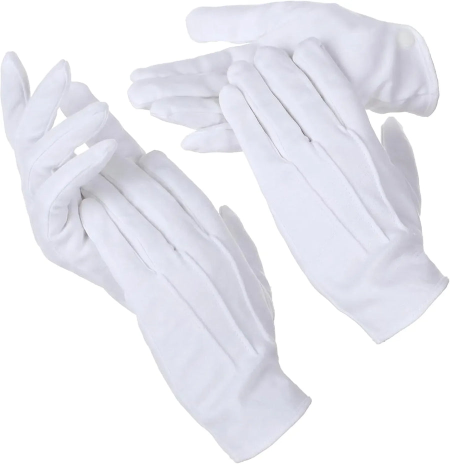 White Dress Gloves 2 Pairs Soft High Elasticity Uniform Gloves for Church Usher Funeral Parade Men Women, Practical Everyday Use
