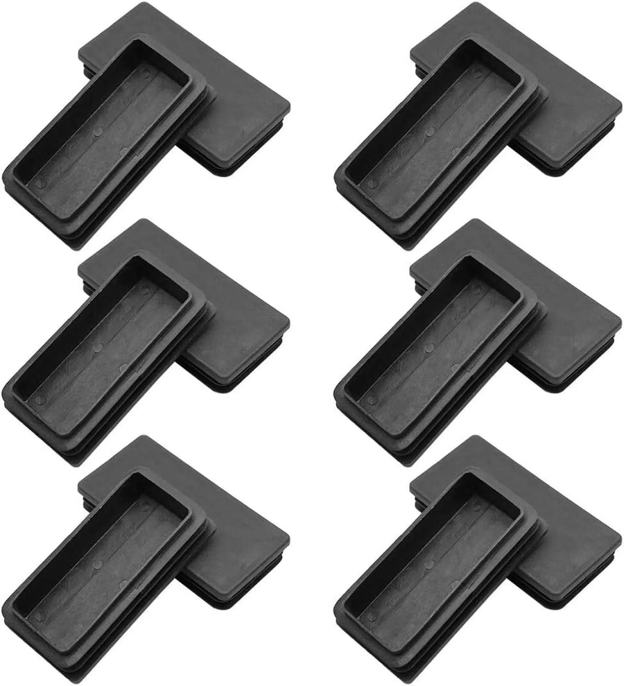 2 x 4 Inch Rectangle Plastic Tube End Caps, Heavy Duty Tube Inserts for Furniture and Fence Posts, Black, 12 Pack
