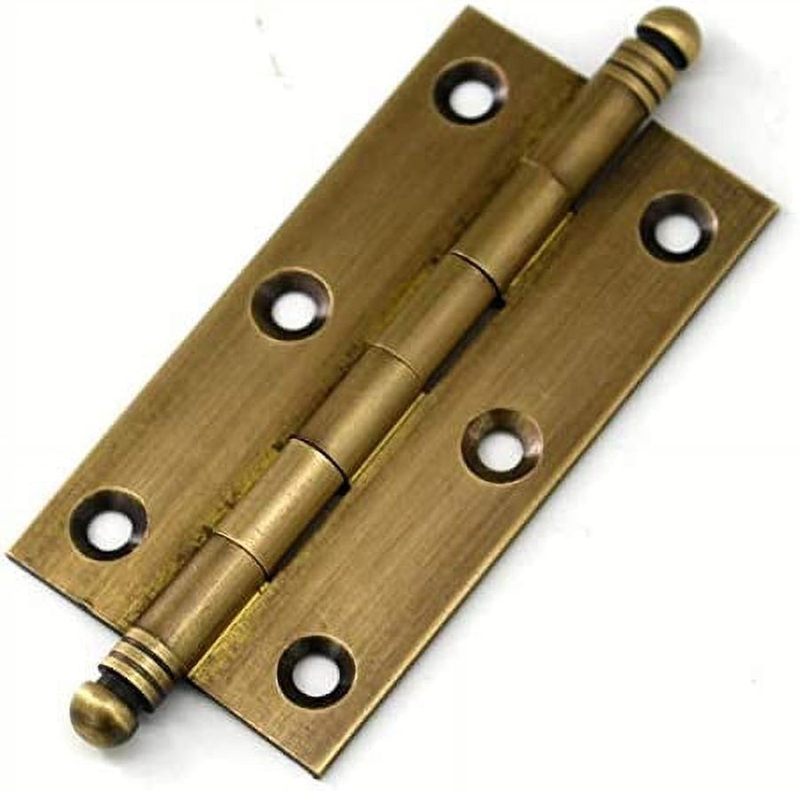 2 Pack Decorative Butt Hinges for Kitchen Cabinet Cupboard Doors, Antique Brass Bronze Finish, 2.5" Size, Brass Construction