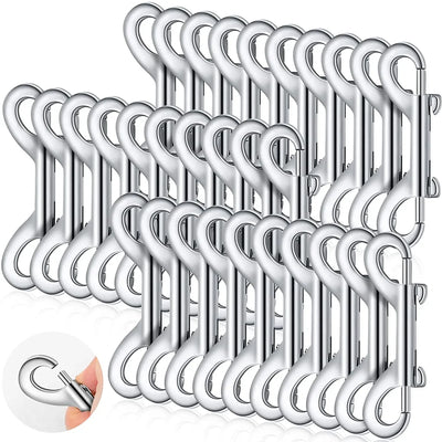 30 Pcs Double Ended Bolt Snaps Heavy Duty Metal Clips for Scuba Diving Farm Gates and Pet Harnesses Silver 3.5In