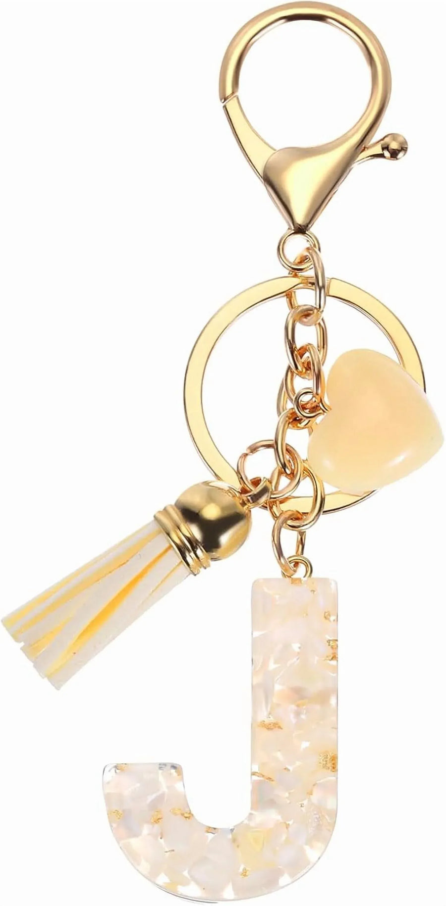 Initial Letter Keychain Charm with Tassel and Lobster Clasp for Bags and Keys Gold J, Letter J Option, Daily Comfort Use
