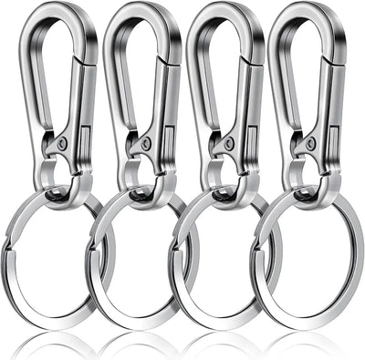 4 Pack Pet ID Tag Clips, Heavy Duty Stainless Steel Key Ring Hooks for Dog Cat Collars and Harnesses, Silver, Stainless Steel Construction