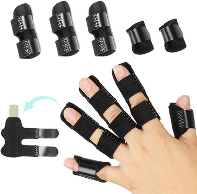 5 Pcs Trigger Finger Splint Set, Adjustable Knuckle Immobilizer and Straightening Support for Arthritis Relief, Black