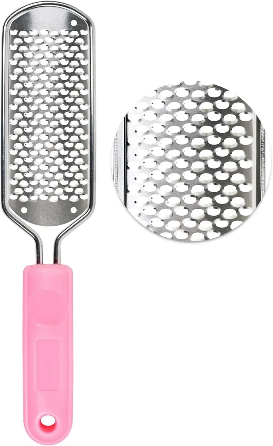 Foot File Callus Remover, Stainless Steel Pedicure Scrubber for Hard Cracked Dead Skin, Wet and Dry Foot Care, Pink