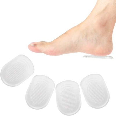 Silicone Gel Heel Cups Shoe Inserts, Shock Absorbing Heel Support for Plantar Fasciitis and Heel Pain, Women, 2 Pairs