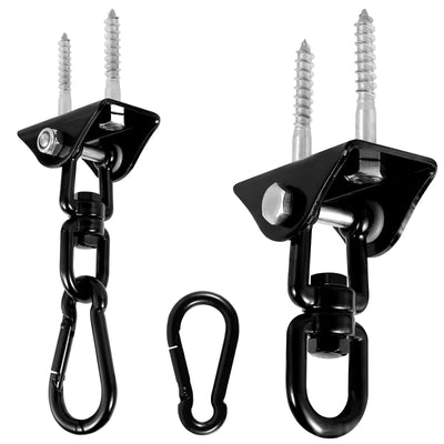 Swing Hangers 2 Pack Heavy Duty 1000 lb Capacity Stainless Steel 360 Swivel Hooks for Playground and Porch Swings Black