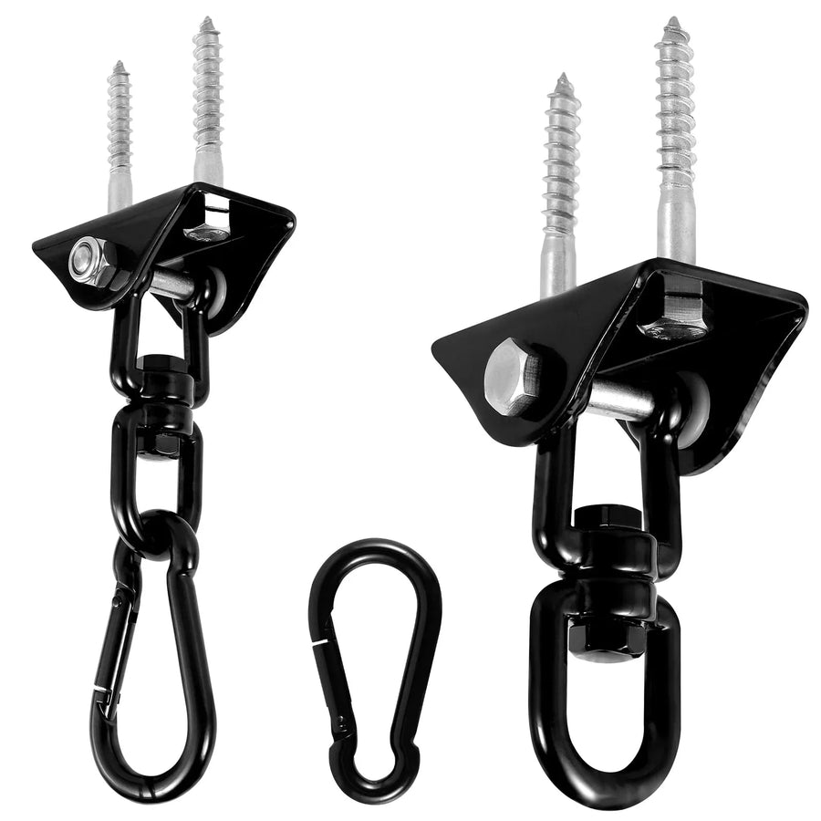 Swing Hangers 2 Pack Heavy Duty 1000 lb Capacity Stainless Steel 360 Swivel Hooks for Playground and Porch Swings Black