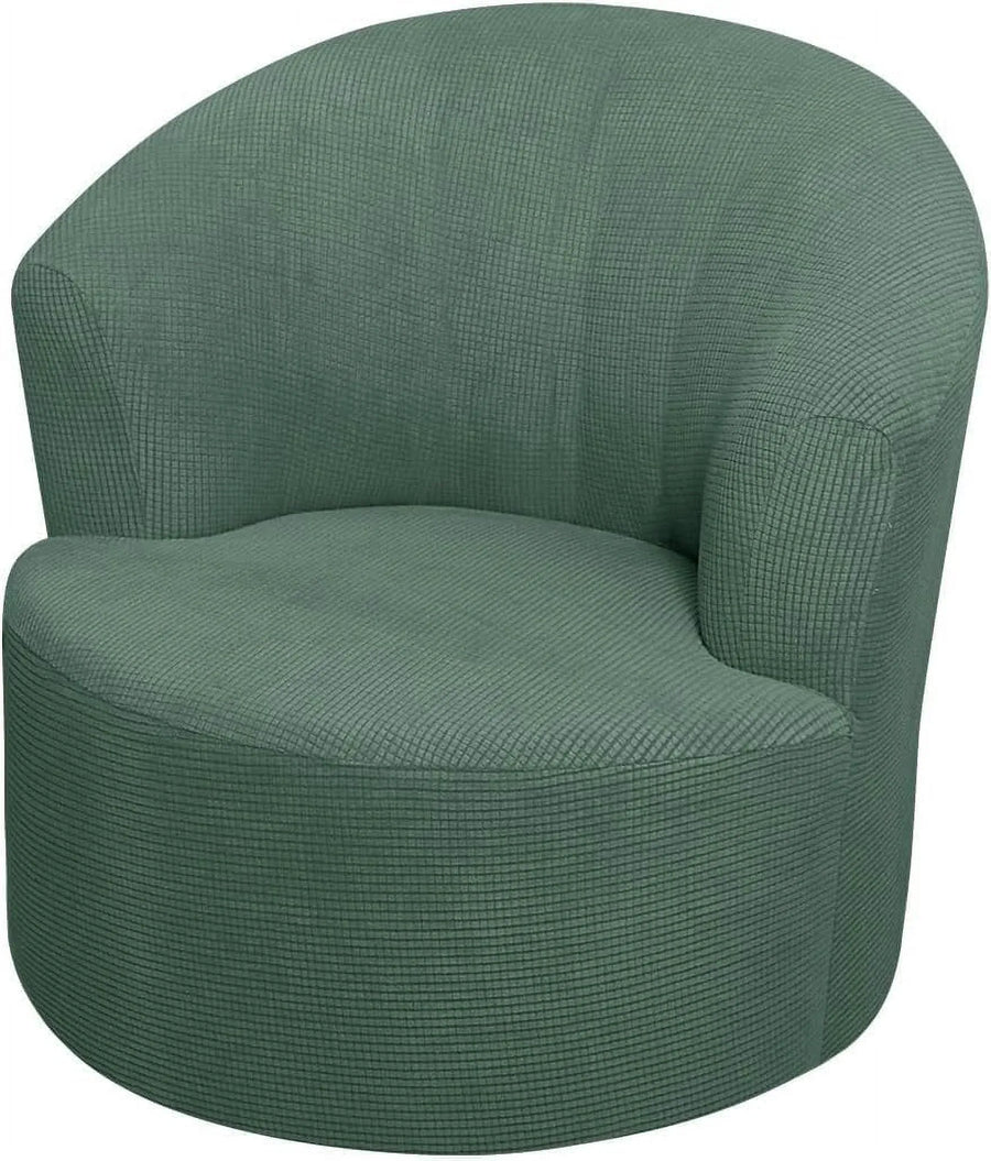1 Pack Swivel Barrel Chair Slipcover Stretch Soft Washable Furniture Protector for Round Club Arm Accent Chairs Living Room Green