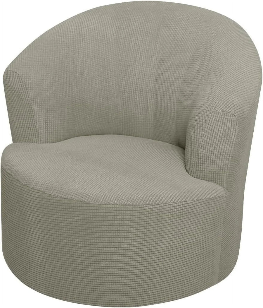 1 Pack Swivel Barrel Chair Slipcover Stretch Soft Washable Furniture Protector for Round Club Accent Chairs Living Room Light Gray, Brown
