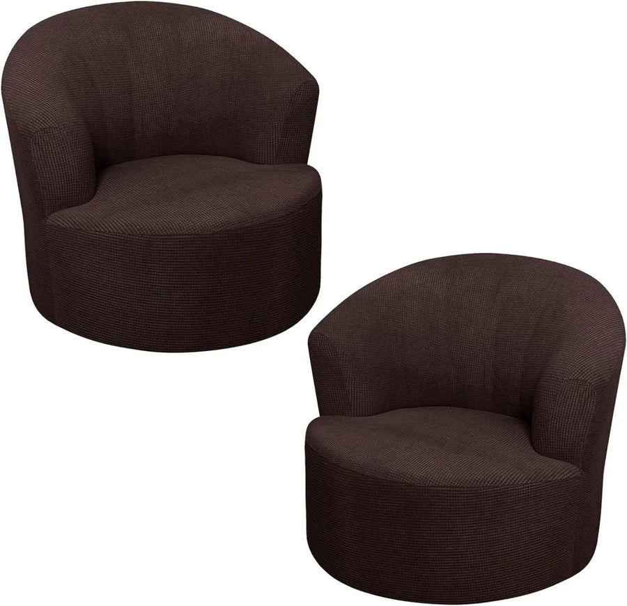 1 Pack Swivel Barrel Chair Slipcover, Stretch Soft Washable Furniture Protector for Round Club Armchairs, Living Room, Brown