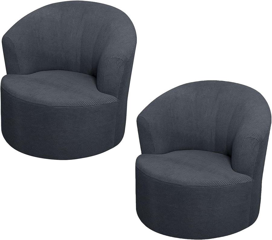 2 Pack Swivel Barrel Chair Slipcover, Stretch Soft Washable Furniture Protector for Round Club Chairs Living Room, Dark Gray