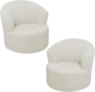 2 Pack Swivel Barrel Chair Slipcover Stretch Soft Washable Furniture Protector for Round Club Accent Chairs Living Room Ivory