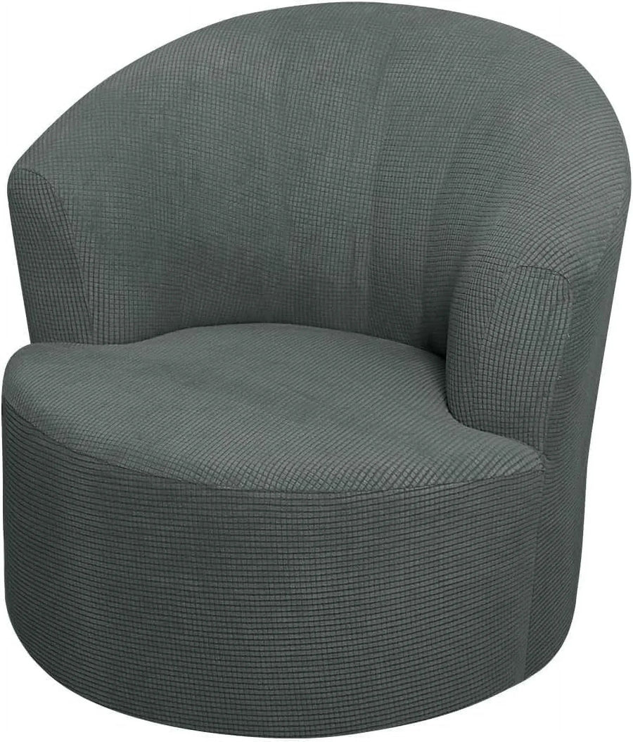 1 Pack Swivel Barrel Chair Slipcover Stretch Soft Washable Furniture Protector for Round Club Accent Chairs Living Room Gray