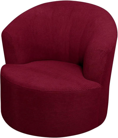 1 Pack Swivel Barrel Chair Slipcover Stretch Washable Soft Furniture Protector for Round Club Accent Chairs Living Room Red
