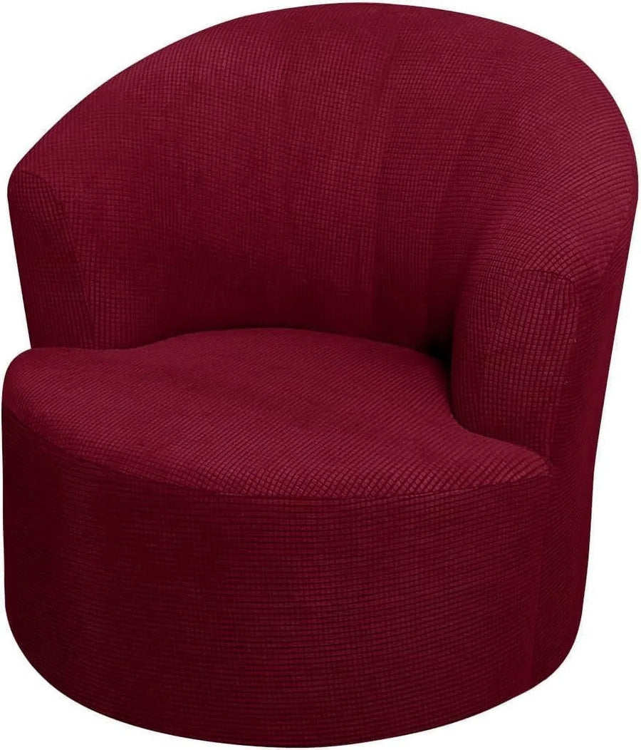 2 Pack Swivel Barrel Chair Slipcover Stretch Soft Washable Furniture Protector for Round Club Accent Chairs Living Room Red