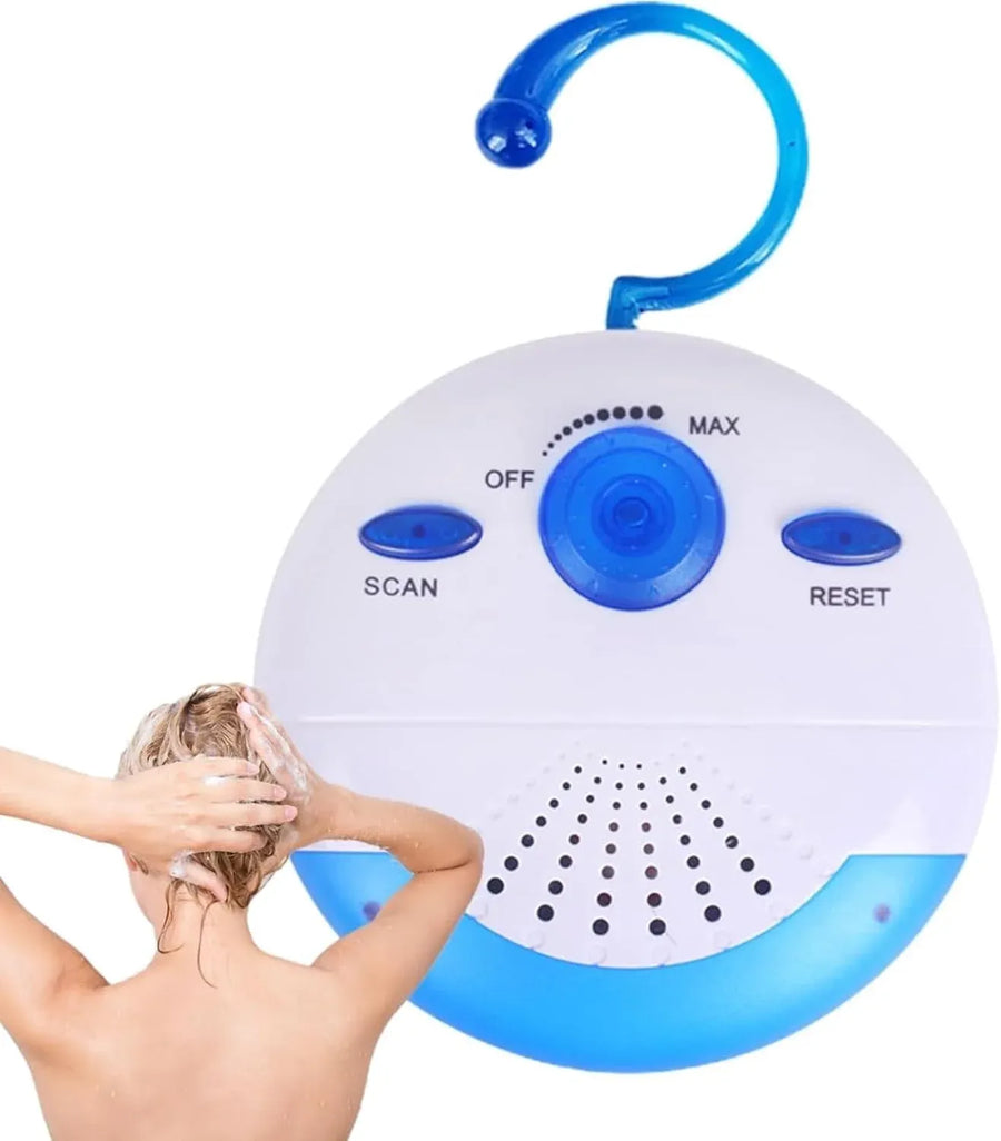 Waterproof Shower Radio with AM FM Receiver and Built In Speaker for Bathroom Use, Mini Portable Blue, Waterproof Design
