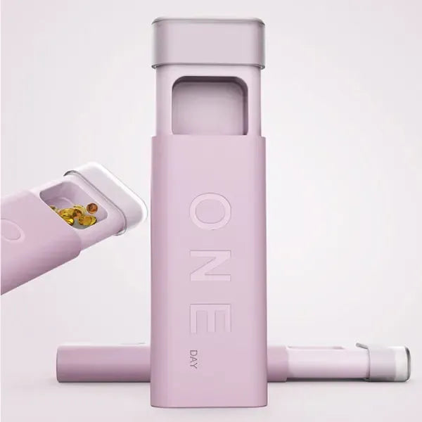 Portable Mini Medicine Box Sealed Dispenser, Three-Compartment Carry-On Pill Case for Tablets and Gum, Pink, PP Material, 1.8 x 11.5 x 4.2 cm