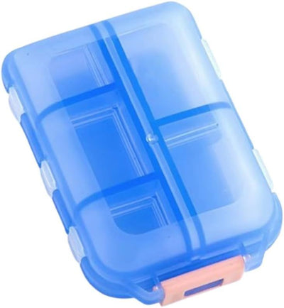Med Wallet Pill Case with Labels, Portable Daily Medicine Organizer for Multiple Pill Sizes, Blue, PP Material, 9.5 x 6.4 x 2.5 cm