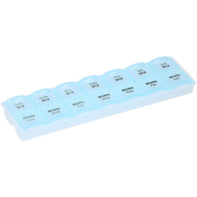 Dosing Box with 14 Compartments, 7-Day Morning Evening Medicine Organizer with Transparent Lids, Plastic Material, 21.5 x 5.2 x 5 cm