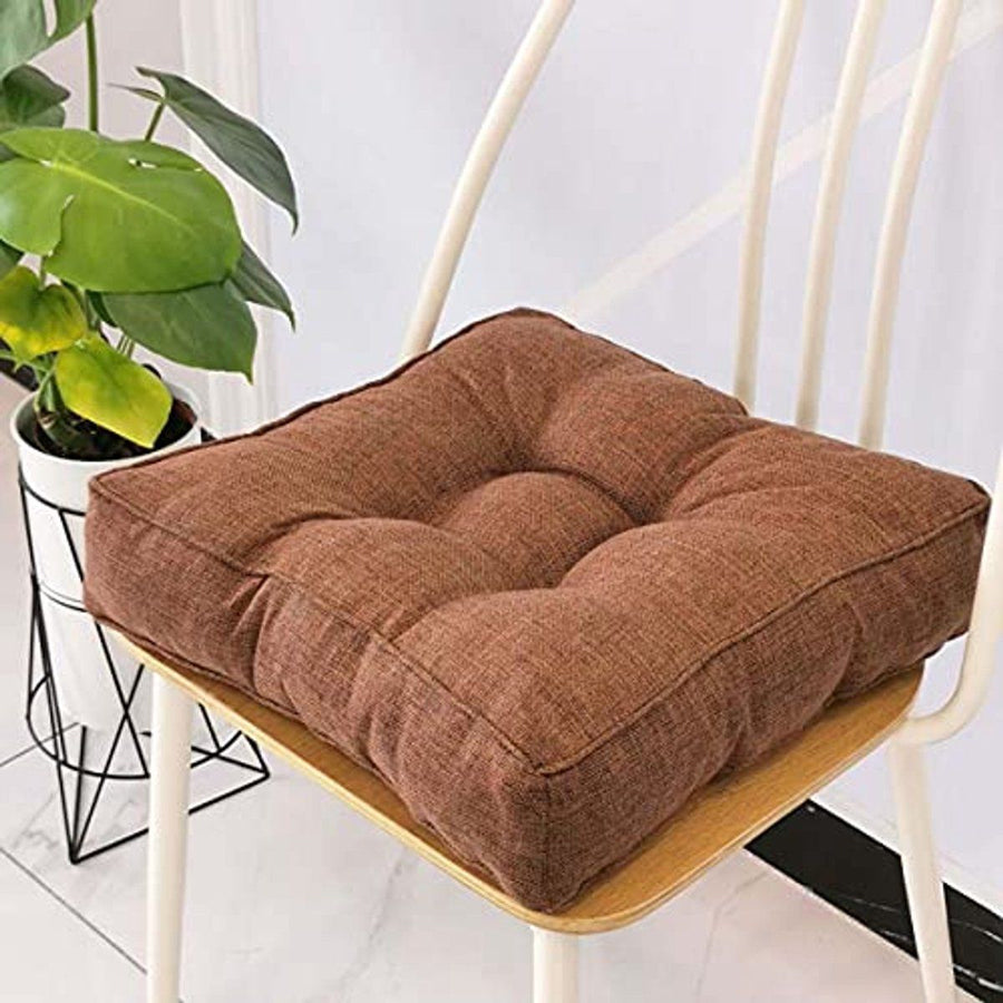 Tufted Chair Seat Cushion, Soft Washable Dining Room and Garden Chair Pad for Home, Patio, Office and Dining Seating, 8 cm Thick, Brown