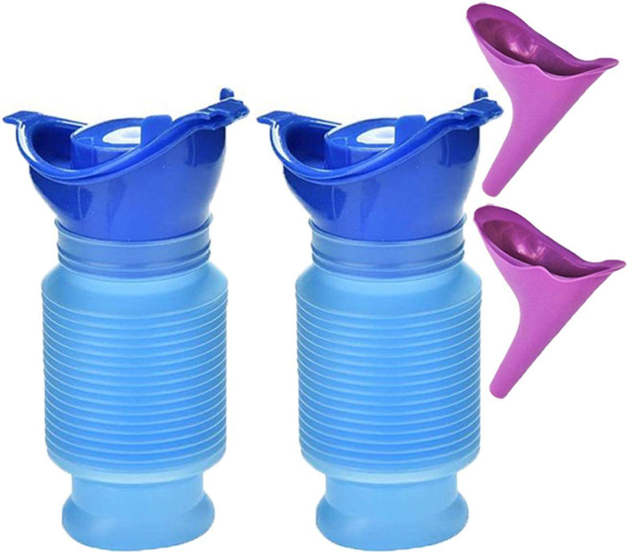 2 Sets, Urine Bag, Urinal, Emergency Unisex Toilet Set, Reusable Emergency Toilet for Women and Men, 750ML Urine Funnel & Bag
