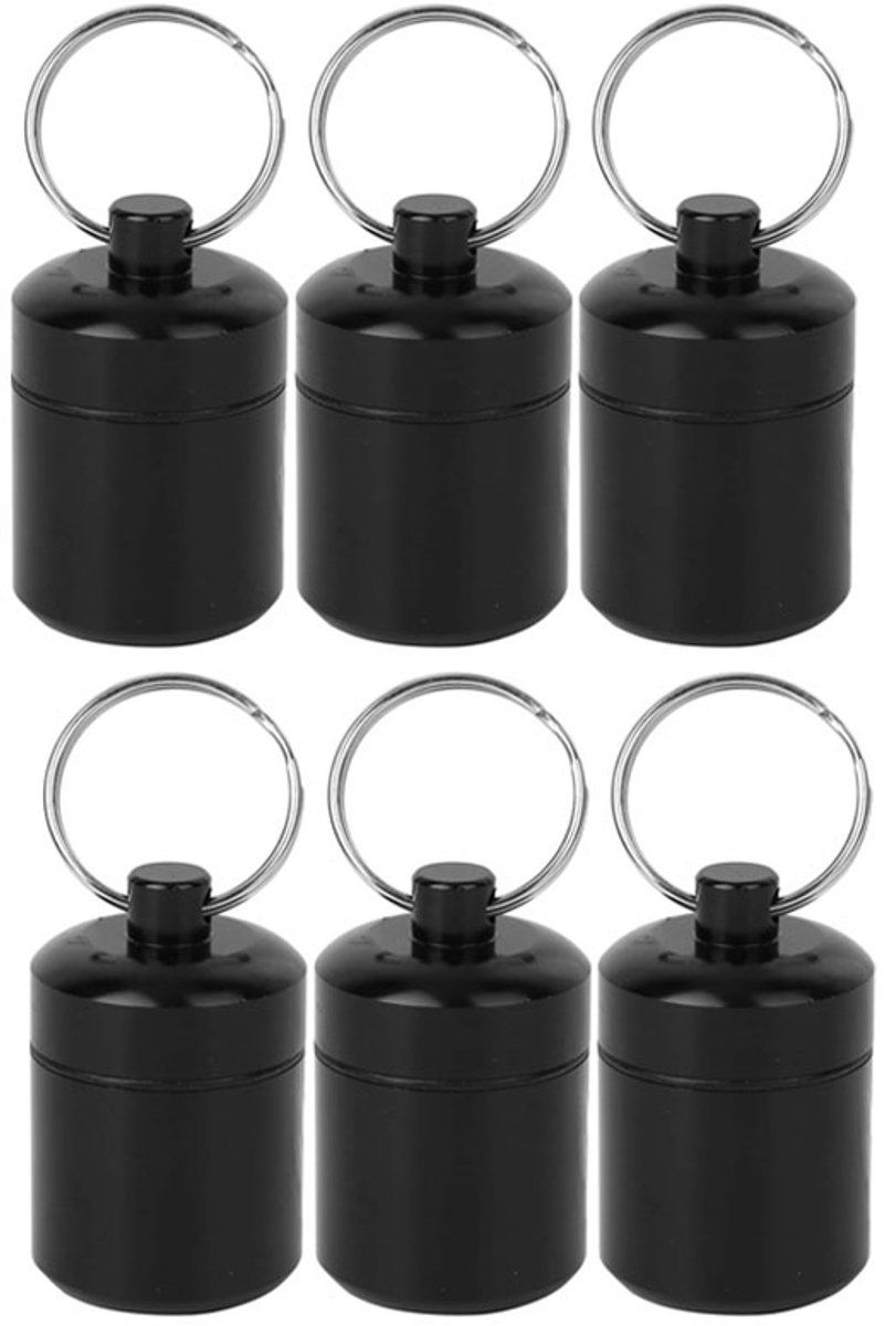 6 Pack,pill box keychain, Aluminum medicine bottles, Keychain, for medicines, for Home, Travel and Daily Use