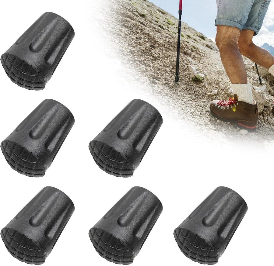 6 Pieces, Walking Stick Rubber Tips, Cane End Caps with Anti-Slip Grip for Trekking Poles, Crutches and Hiking Sticks, 3.4 x 2.5 cm, Black