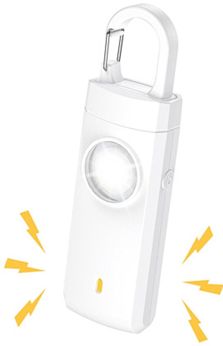 Personal Self-Defense Alarm, Self-Defense Alarm for Women, Alarm Keychain, Emergency Alarm, Rechargeable Alarm, White