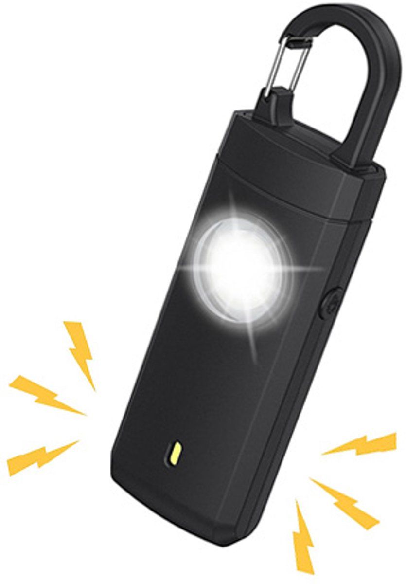 Personal Self-Defense Alarm, Self-Defense Alarm for Women, Alarm Keychain, Emergency Alarm, Rechargeable Alarm, Black