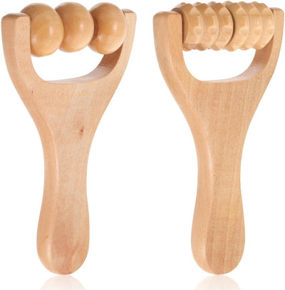 2 Pieces, Wooden Massage Roller, Full Body Tissue Massage, Improves Posture and Muscle Relaxation, For All Body Parts: Back, Neck