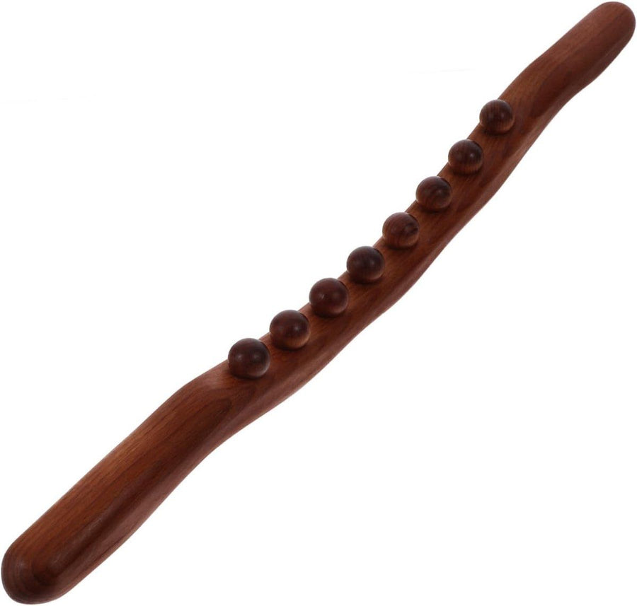 Wooden massage roller with 8 beads, lymphatic drainage massage stick, Massage devices, Guasha and muscle relaxation tool, Thigh massager, 52 cm