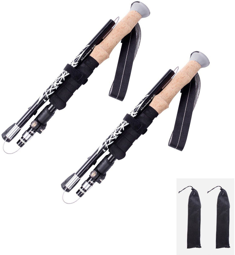 2 Pieces, Adjustable Walking Stick, Hiking Sticks, Foldable Walking Stick, Trekking Poles, Walking Sticks, 110-130 cm, Black