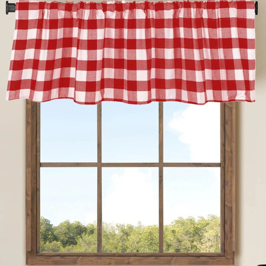 Plaid Valances for Windows, Farmhouse Design Window Treatments Decor, Window Valance Curtains for Kitchen/Bedroom/Living Room 15" x 55"
