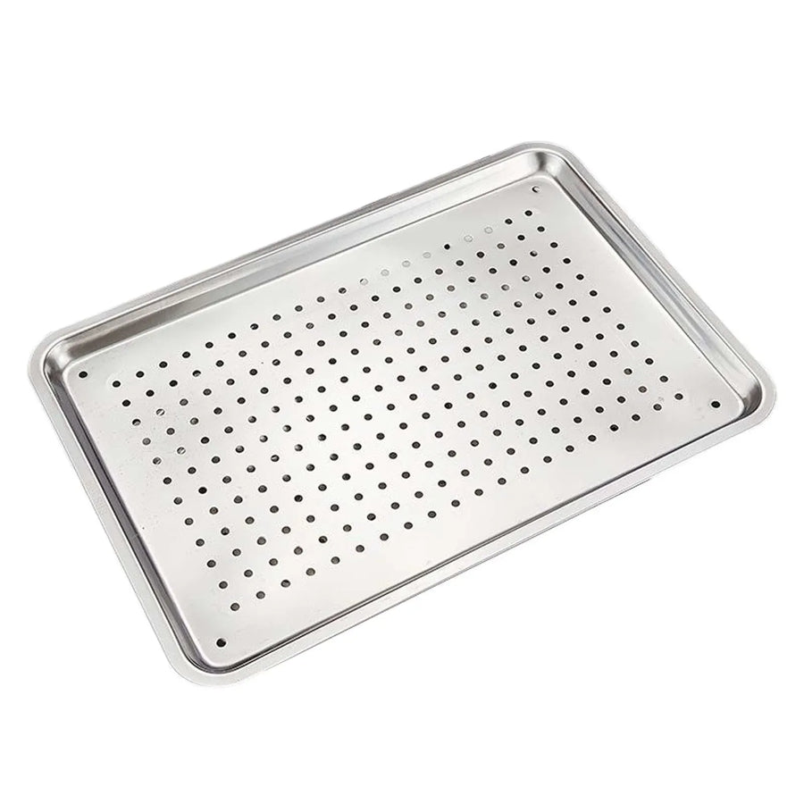 Stainless Steel Baking Sheet Food Serving Tray Baking Pan Tray Cookie Sheet for Food Festival Family Gathering Baking Shop, 27cmx20cmx2.5cm Hole