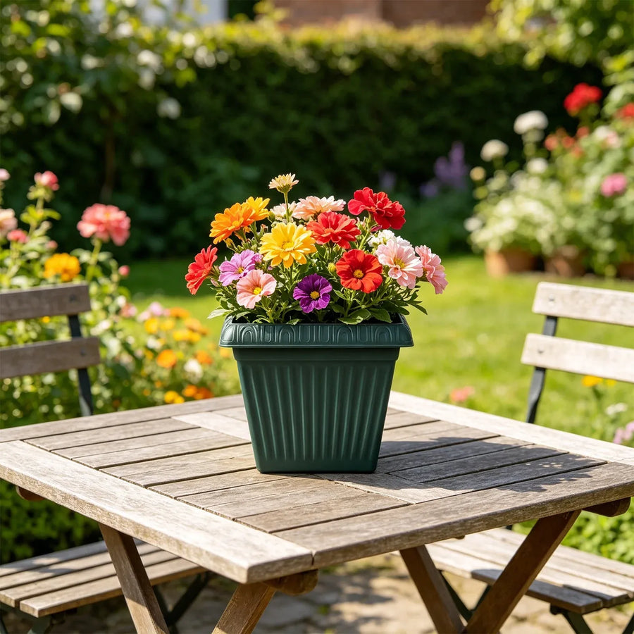 Square Thickened Root-Control Plastic Flower Pot Imitation Ceramic Thick Gardening Planter Durable Square Plant Container For Indoor Outdoor Patio