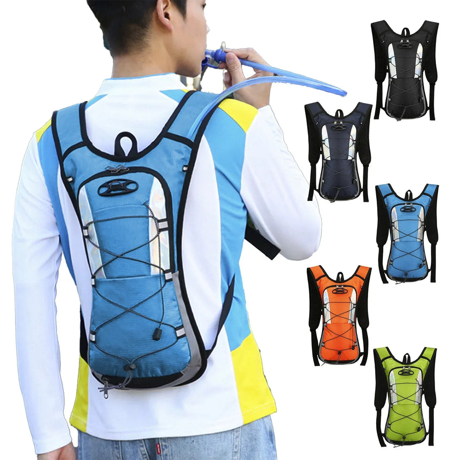 Hydration Backpack Water Pack for Hiking Running Biking Climbing Polyester Padded Straps Lightweight, 16.93x9.06x1.97in